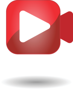 Red video camera with play button