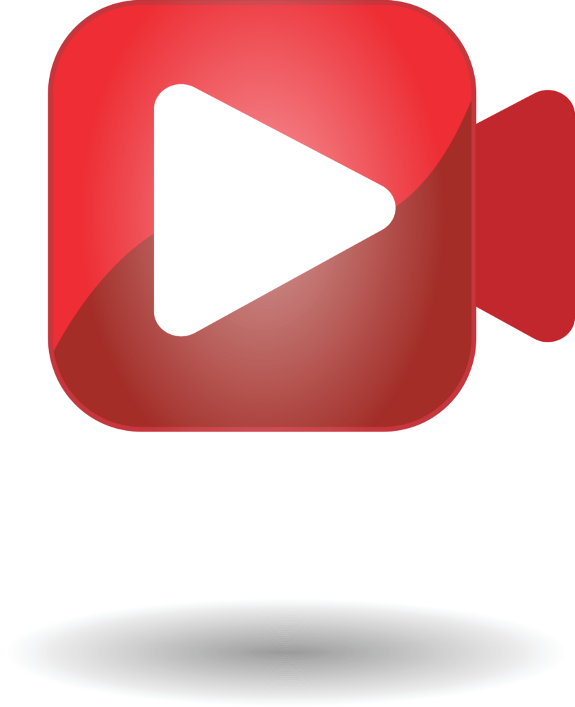 Red video camera with play button