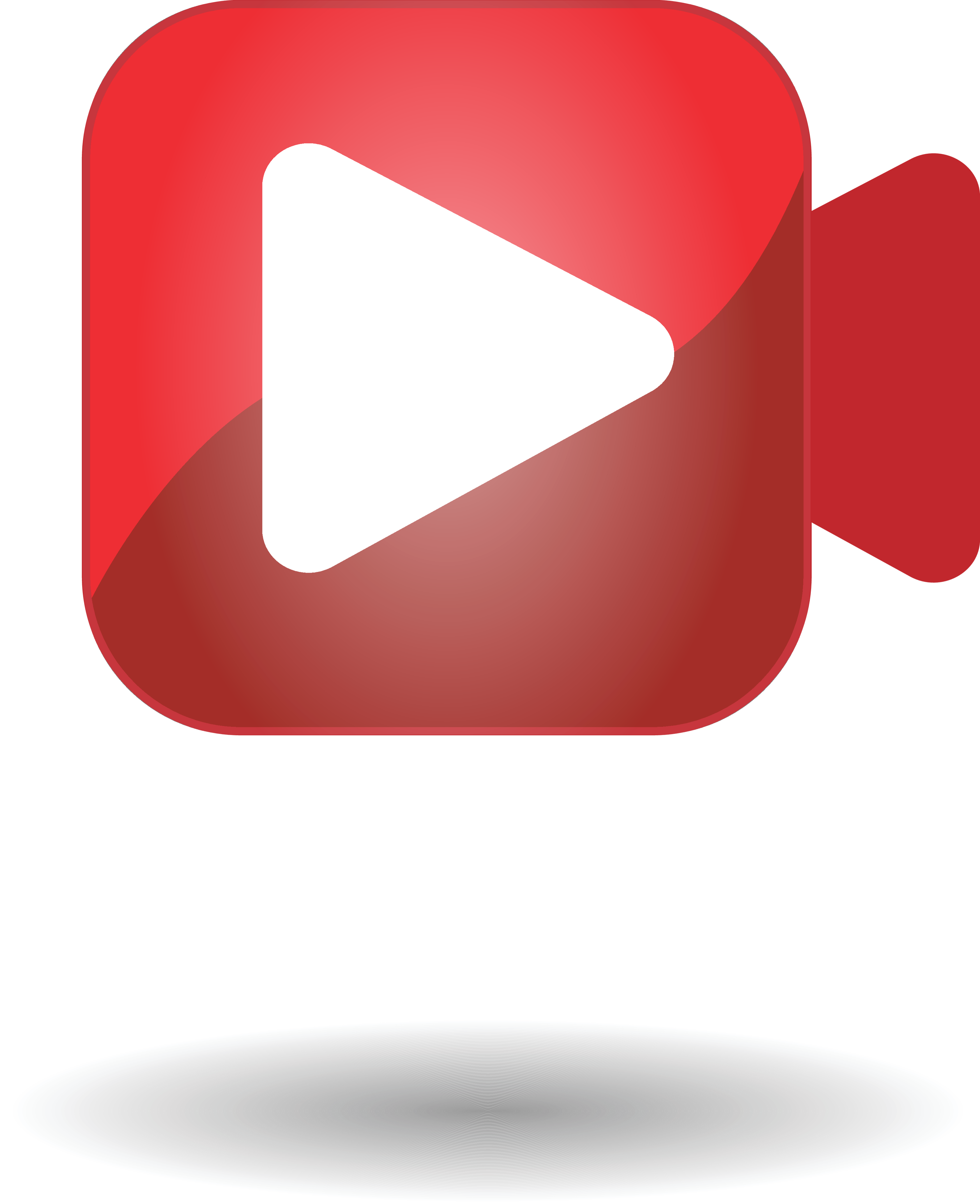 Red video camera with play button