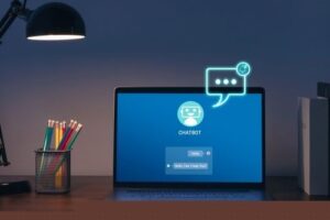 Photo of computer screen with chatbot request for a prompt