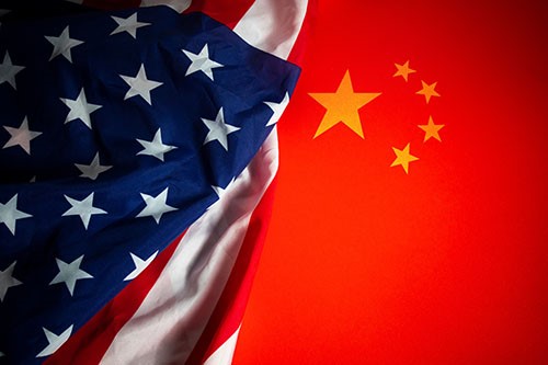 China and US flags